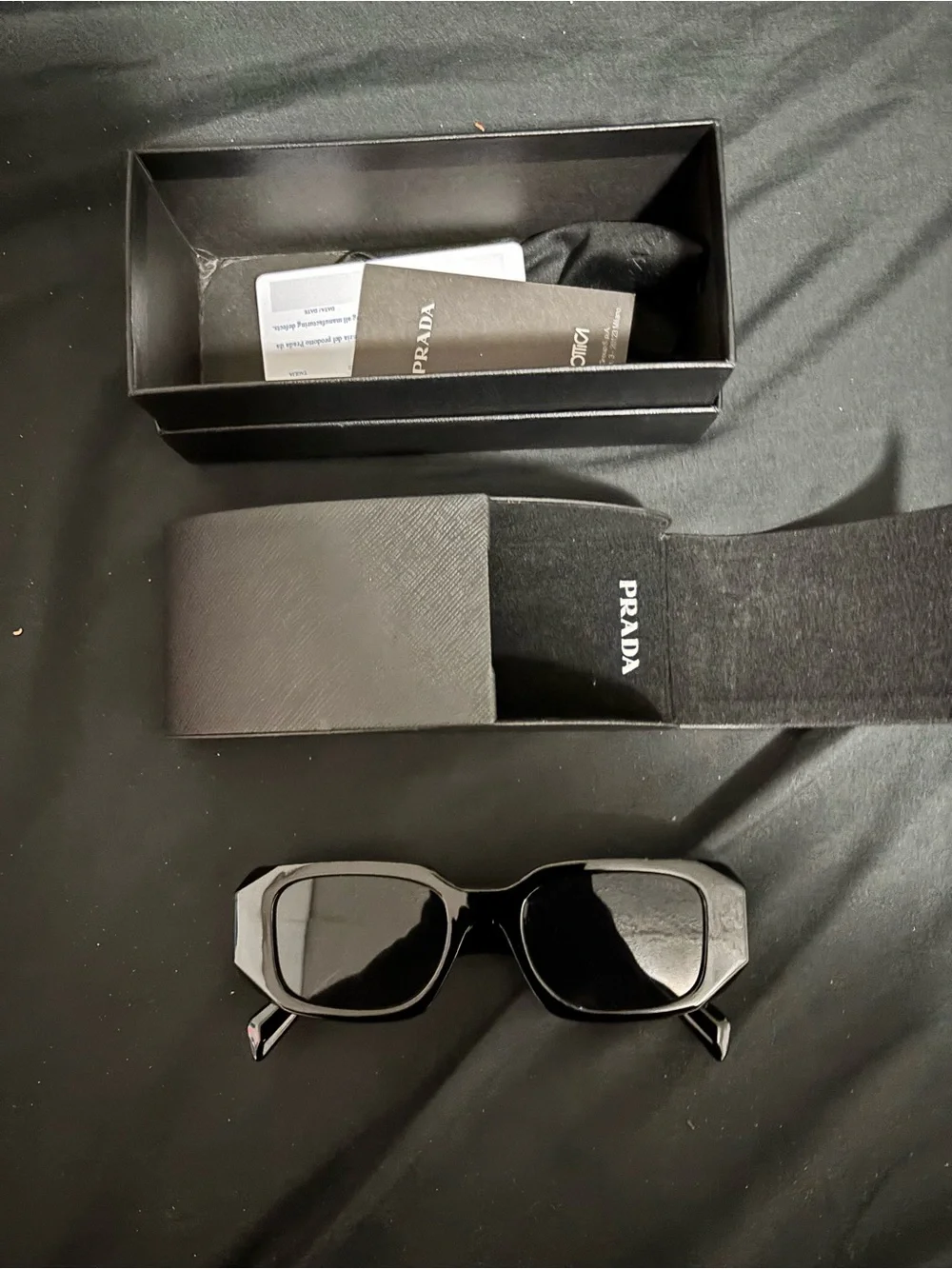 Prada Glossy Black Hexagonal Men's Sunglasses